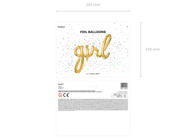 Folie Ballon Girl, Guld, 77 X 70 cm