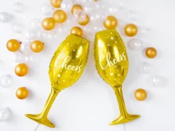 Folie Ballon - Guld Champagne Glas 80cm, Cheers