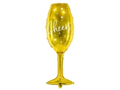 Folie Ballon - Guld Champagne Glas 80cm, Cheers