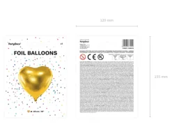 Folie Ballon Hjerte, 45 cm, Guld