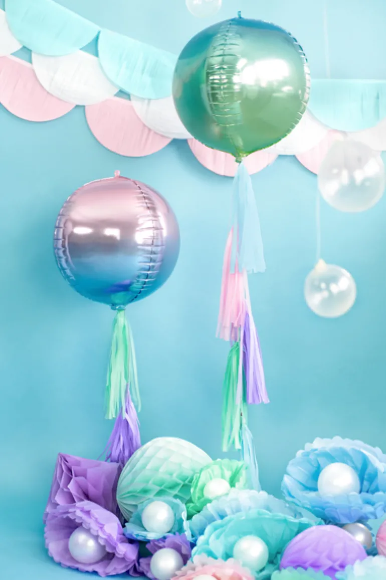 Folie Ballon Ombre Ball, Blå Og Grøn, 35 cm
