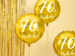 Folie Ballon 70 Års Fødselsdag, Guld, 45 cm