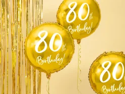 Folie Ballon 80 Års Fødselsdag, Guld, 45 cm