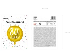 Folie Ballon 80 Års Fødselsdag, Guld, 45 cm