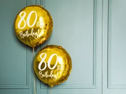 Folie Ballon 80 Års Fødselsdag, Guld, 45 cm