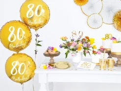 Folie Ballon 80 Års Fødselsdag, Guld, 45 cm