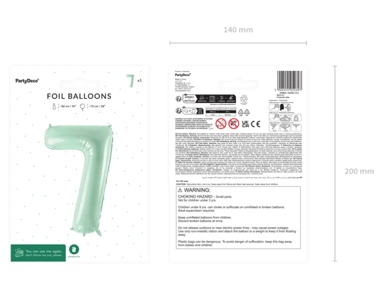 Folie Ballon Tal ''7'', 72 cm, Grøn
