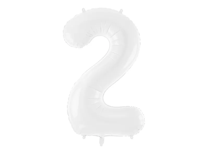 Folie Ballon Tal ''2'', 86 cm, Hvid