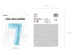 Folie Ballon Tal ''7'', 86 cm, Lyseblå