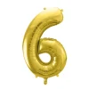 Folie Ballon Tal ''6'', 72 cm, Lys Guld