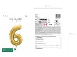 Folie Ballon Tal ''6'', 72 cm, Lys Guld