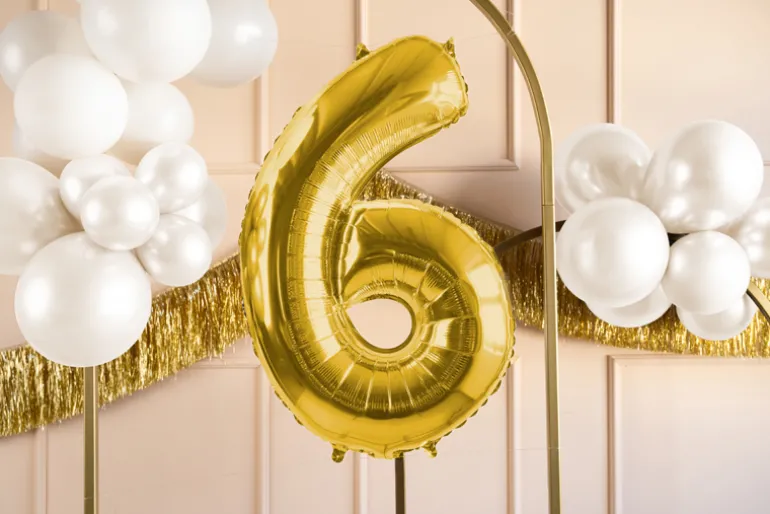 Folie Ballon Tal ''6'', 72 cm, Lys Guld