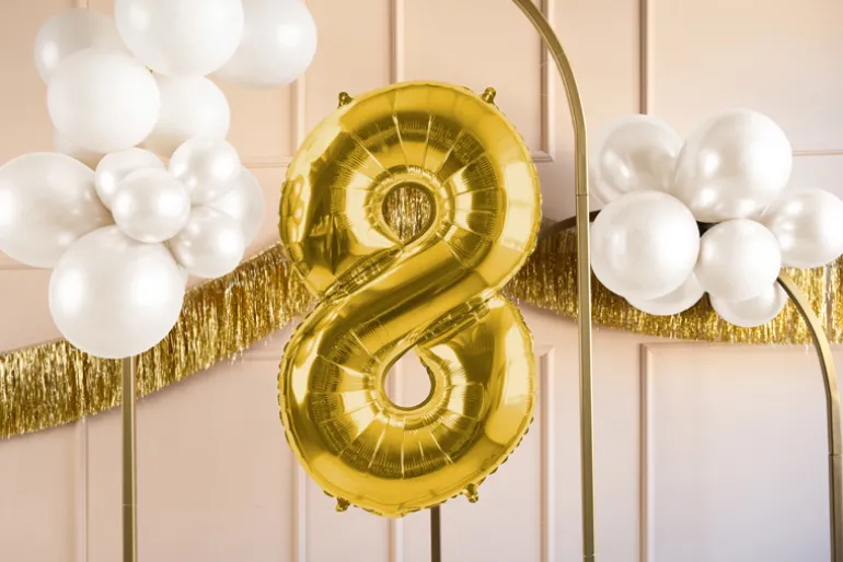 Folie Ballon Tal ''8'', 72 cm, Lys Guld