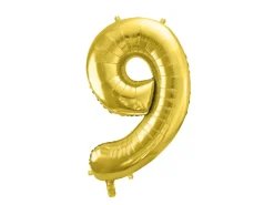 Folie Ballon Tal ''9'', 72 cm, Lys Guld