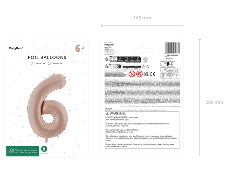Folie Ballon Tal ''6'', 72 cm, Mørk Beige