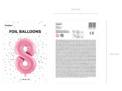Folie Ballon Tal ''8'', 86 cm, Pink