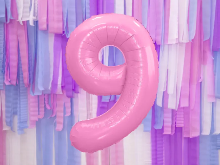 Folie Ballon Tal ''9'', 86 cm, Pink
