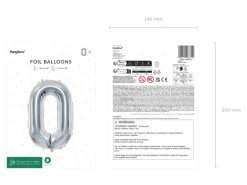 Folie Ballon Tal ''0'', 72 cm, Sølv