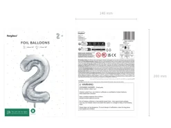 Folie Ballon Tal ''2'', 72 cm, Sølv