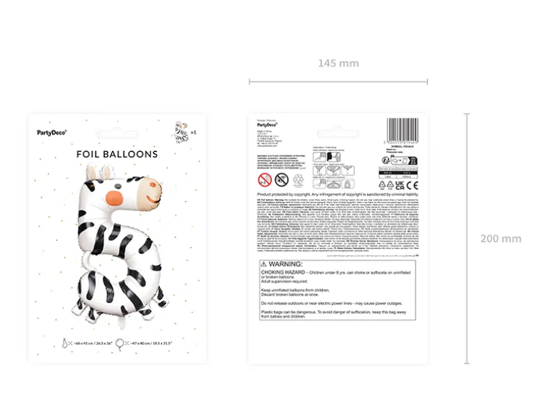 Folie Ballon Tal 5 - Zebra, 68 X 98 cm, Mix