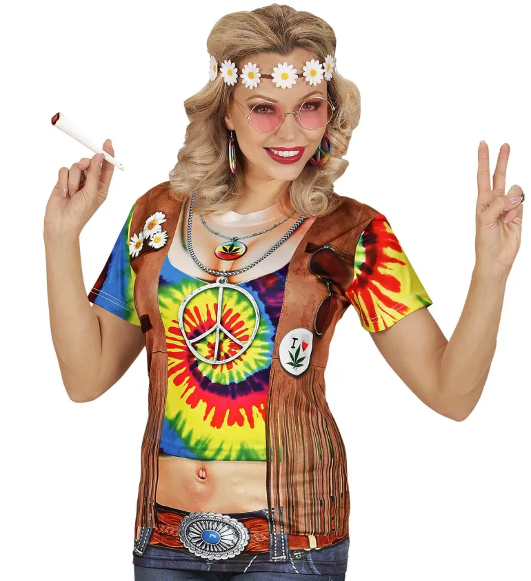Fotorealistisk Hippie T-Shirt, Dame