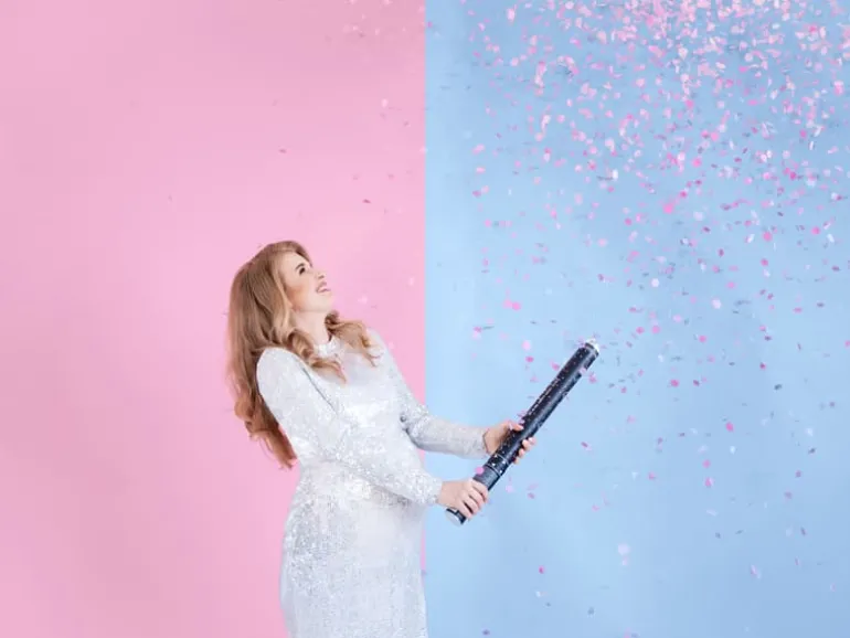 Gender Reveal PIGE - Lyserød Konfetti Kanon, 60 cm