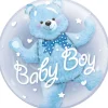 Gennemsigtig Double Bubble "Baby Boy" Ballon, 61cm