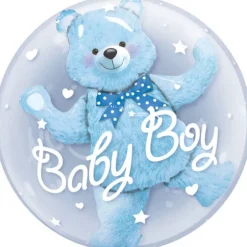 Gennemsigtig Double Bubble "Baby Boy" Ballon, 61cm