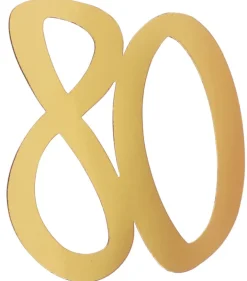 Gigant Tal Konfetti i Guld, 4 x Cutouts m/80 År