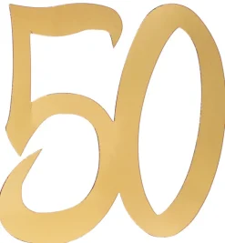Gigant Tal Konfetti i Guld, 4 x Cutouts m/50 År