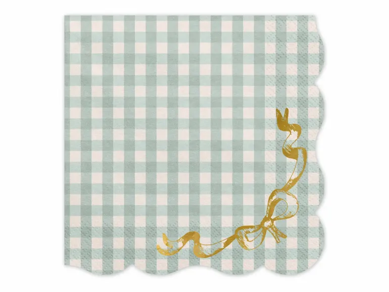 Gingham Servietter med Bølgekant, 12 stk.