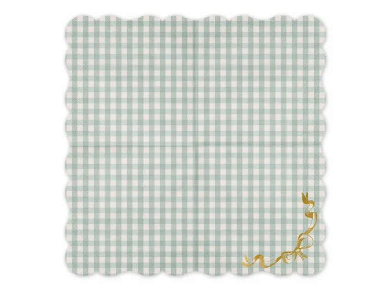 Gingham Servietter med Bølgekant, 12 stk.