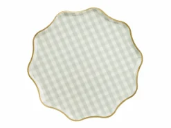 Gingham Tallerkner med Bølgekant, 6 stk.