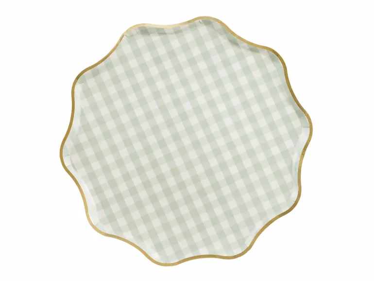 Gingham Tallerkner med Bølgekant, 6 stk.