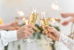 Glas Stickers ''Bride & Groom'', Guld (2 Stk.)