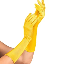 Glatte Satinhandsker 37 cm, Gule
