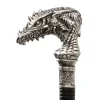 Gotisk Stok - Sølv Drage, 106 cm