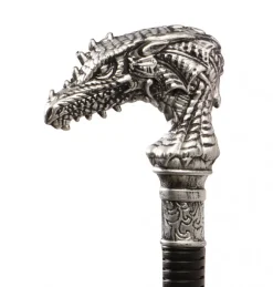 Gotisk Stok - Sølv Drage, 106 cm