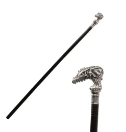 Gotisk Stok - Sølv Drage, 106 cm