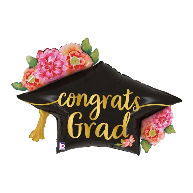 Grabo Blomstret Graduering Folieballon, 80 x 55 cm