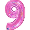 Grabo Jumbo Holografisk Pink Tal Folieballon, 9