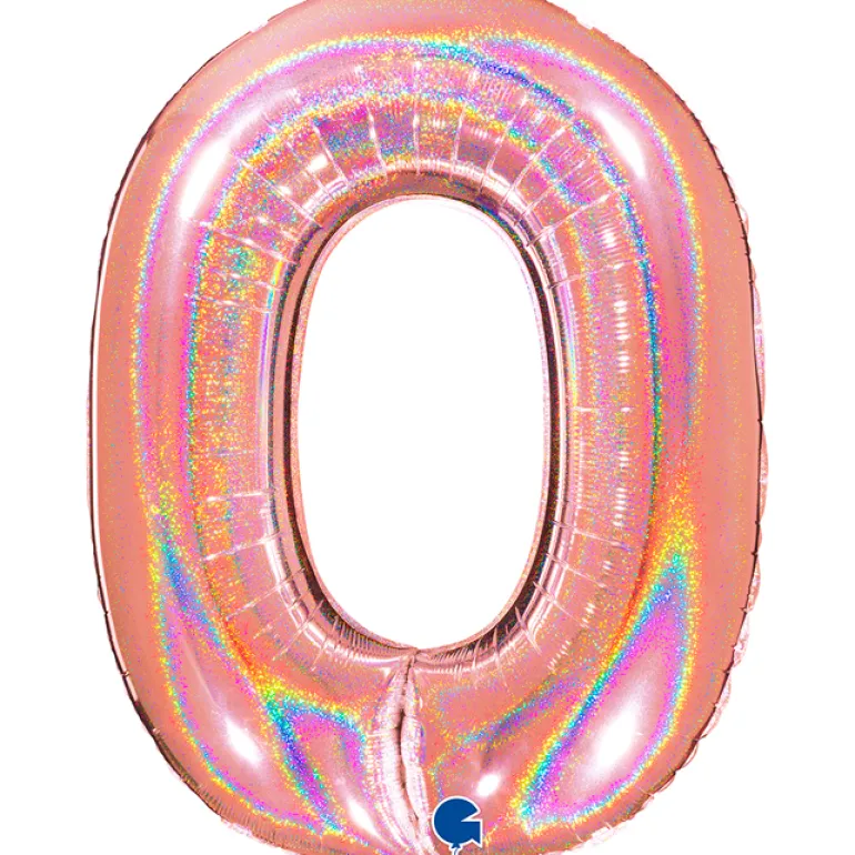 Grabo Jumbo Holografisk Rosegold Tal Folieballon, 0