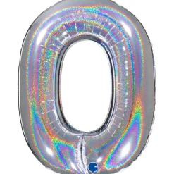 Grabo Jumbo Holografisk Sølv Tal Folieballon, 0