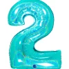 Grabo Jumbo Holografisk Teal Tal Folieballon, 2