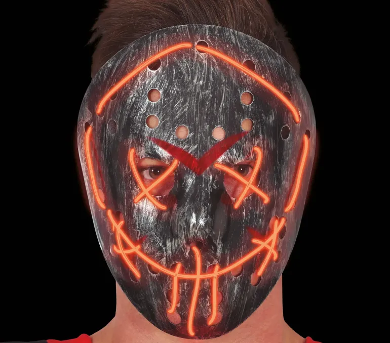 Grå Hockey Maske med LED Lys