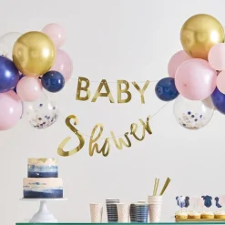 Guld "Baby Shower" Ballon & Guirlande Kit