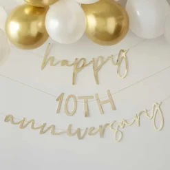 Guld Customizable "Happy Anniversary" Guirlande