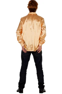 Guld Disco Skjorte m/Stor Krave & Flæser
