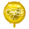 Guld Folieballon m/"Congrats!", 35 cm