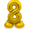 Guld Folie "8" Tal Ballon på Fødder t/Luft, 72 cm